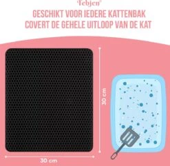 TEBJEN Kattenbakmat – Kattenbak Mat Grit Opvanger - Schoonloop Katten Mat – Dubbele Waterdichte Laag – Uitloopmat Kattenbak – Kattenbak Accessoires - Met Speelgoedmuisje En Schepje - 30cm * 30cm -Kattenbenodigdheden Winkel 1200x1171 4
