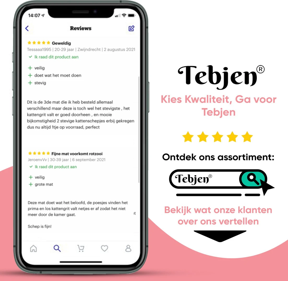 TEBJEN Kattenbakmat – Kattenbak Mat Grit Opvanger - Schoonloop Katten Mat – Dubbele Waterdichte Laag – Uitloopmat Kattenbak – Kattenbak Accessoires - Met Speelgoedmuisje En Schepje - 40x50cm 12 TEBJEN Kattenbakmat – Kattenbak Mat Grit Opvanger - Schoonloop Katten Mat – Dubbele Waterdichte Laag – Uitloopmat Kattenbak – Kattenbak Accessoires - Met Speelgoedmuisje En Schepje - 40x50cm - Afbeelding 12