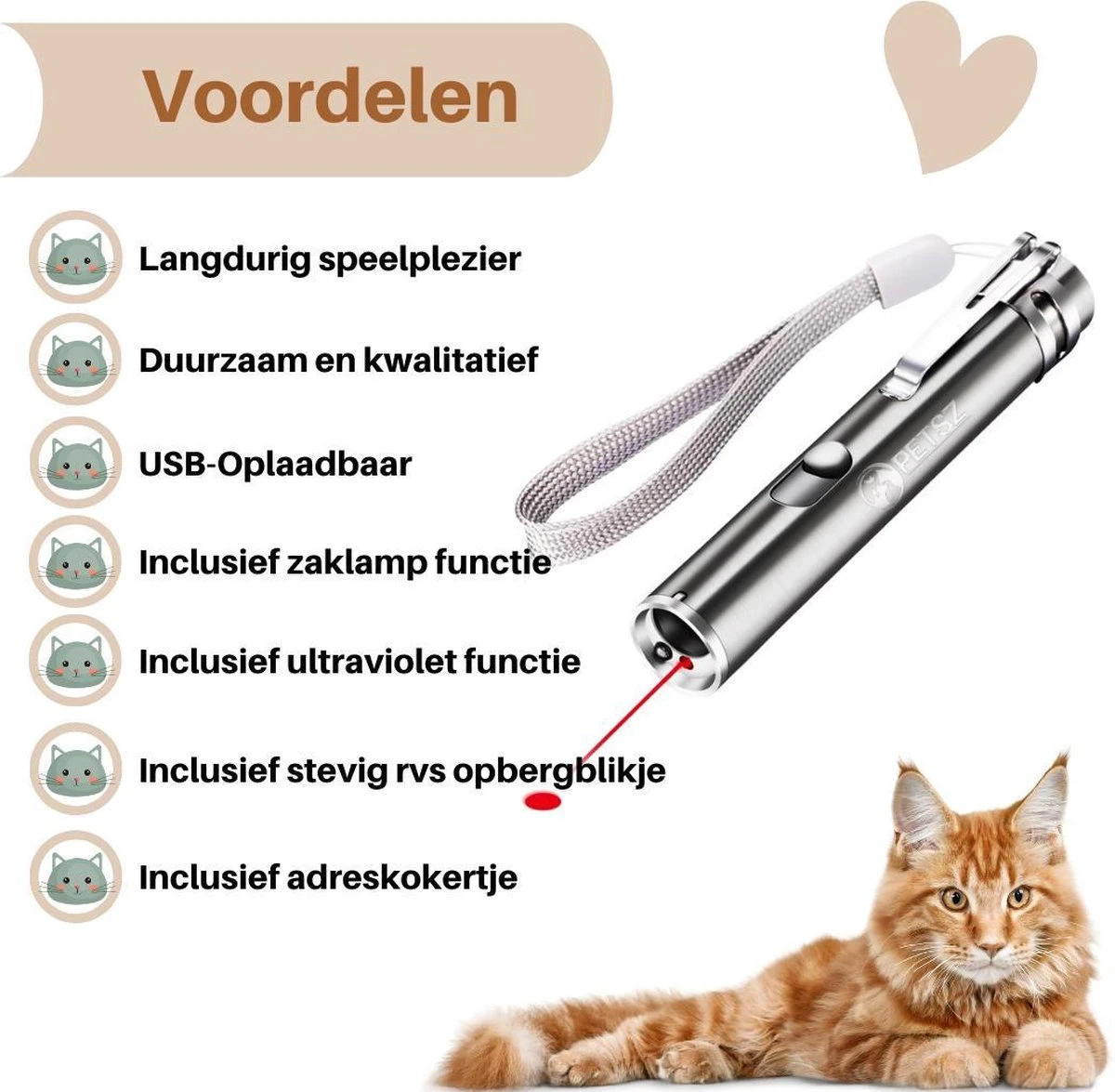 Laserpen - USB - Kattenspeeltjes - Zaklamp - Kat - Laser - Kattenspeelgoed - RVS Opbergblikje 4 Laserpen - USB - Kattenspeeltjes - Zaklamp - Kat - Laser - Kattenspeelgoed - RVS Opbergblikje - Afbeelding 4