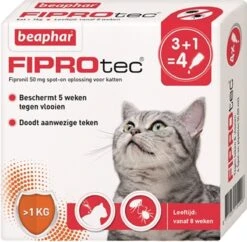 Beaphar Fiprotec Kat - Vlooienbestrijding - >1 Kg - 4 Pipetten -Kattenbenodigdheden Winkel 1200x1177