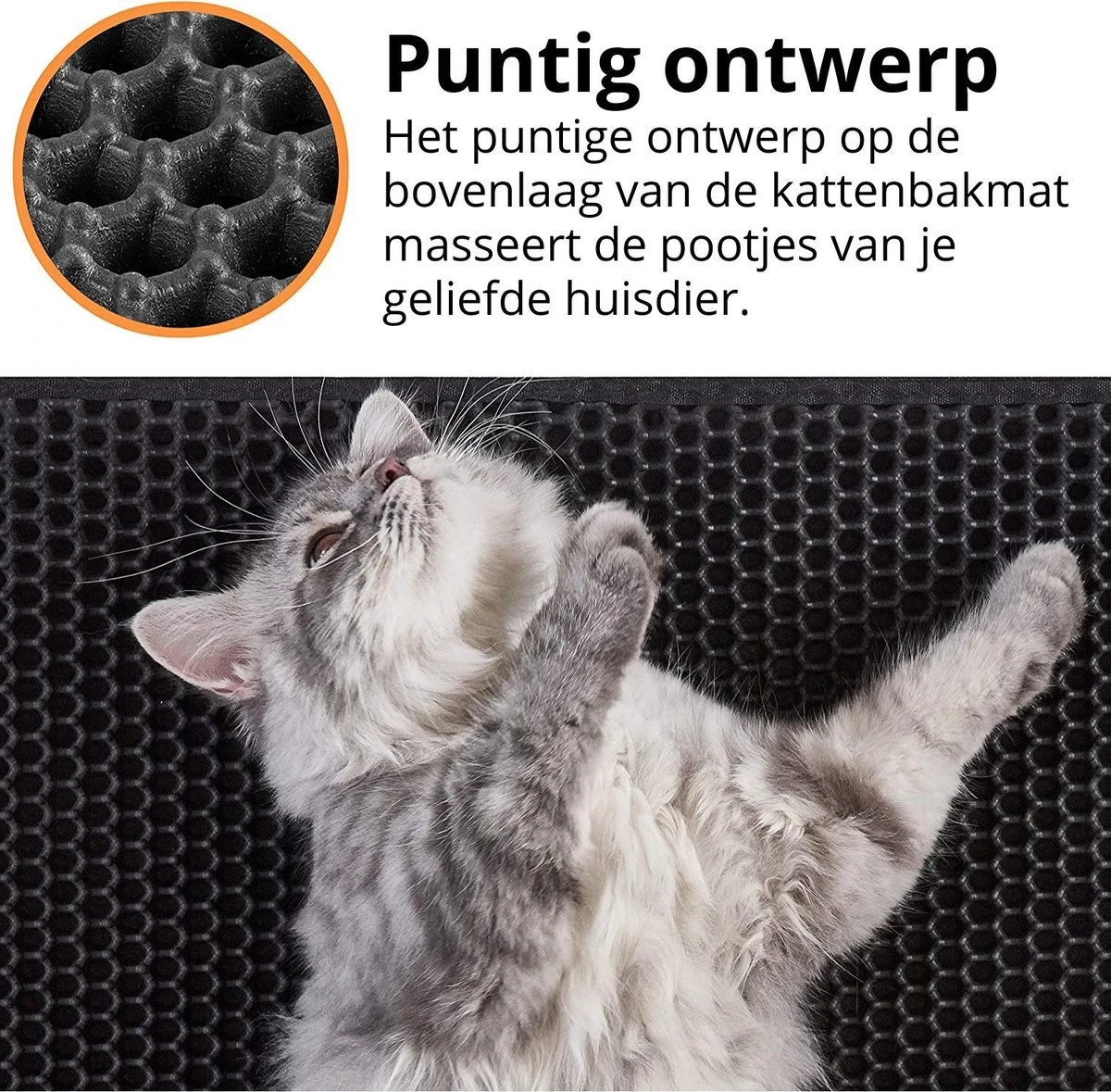 Behave Kattenbakmat - Dubbele Laag - Honingraatdesign - Waterdicht - Katten Grit Opvanger - Schoonloopmat - Kattenbak Mat - Zwart - 45*60 Cm 6 Behave Kattenbakmat - Dubbele Laag - Honingraatdesign - Waterdicht - Katten Grit Opvanger - Schoonloopmat - Kattenbak Mat - Zwart - 45*60 Cm - Afbeelding 6