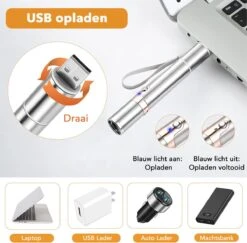 DOWO® - Laserpen - USB Oplaadbaar - Kattenspeeltjes - 7 Verschillende Standen - Laserlampje - RVS Zilver - Laser Pointer -Kattenbenodigdheden Winkel 1200x1181 7