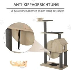 PawHut Kattenboom Met Loopwiel Krabpaal Met 4 Verdiepingen Kattenhuis Met Sisalpalen Massief Hout D30-303 -Kattenbenodigdheden Winkel 1200x1182 6