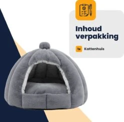 MIRO Katten Huis - Kattenhuizen - Kattenhok - Kattenmand - Dierenhuis - Extra Zacht - Grijs -Kattenbenodigdheden Winkel 1200x1185 10