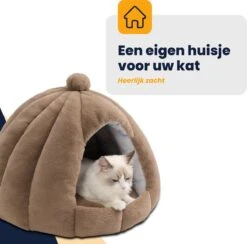 MIRO Katten Huis - Kattenhuizen - Kattenhok - Kattenmand - Dierenhuis - Extra Zacht - Bruin -Kattenbenodigdheden Winkel 1200x1186 5