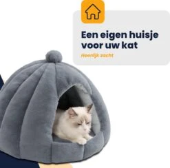 MIRO Katten Huis - Kattenhuizen - Kattenhok - Kattenmand - Dierenhuis - Extra Zacht - Grijs -Kattenbenodigdheden Winkel 1200x1186 6