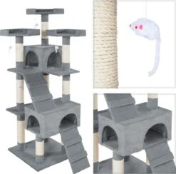 Tectake Barney Krabpaal - Grijs - 50 X 50 X 170 Cm -Kattenbenodigdheden Winkel 1200x1186 7