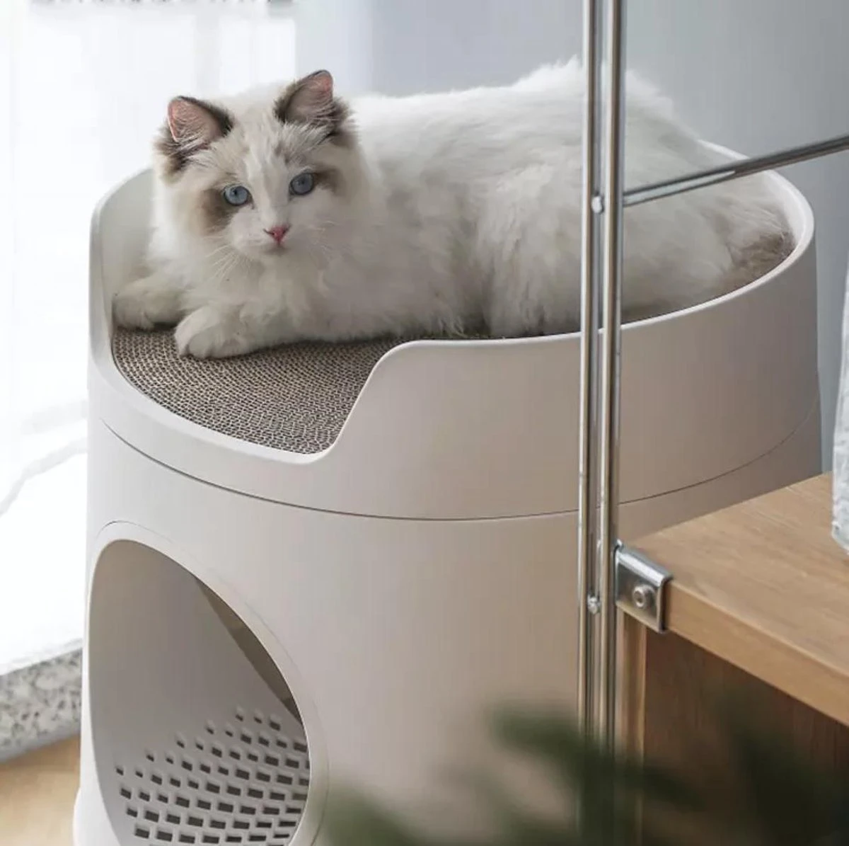 A Sunny Day Kattenbak Met Lade, Bedje En Krabplank - Inclusief Schepje - Design Kattenbak - Wit - Dichte Kattenbak - Kattenbak Gesloten 10 A Sunny Day Kattenbak Met Lade, Bedje En Krabplank - Inclusief Schepje - Design Kattenbak - Wit - Dichte Kattenbak - Kattenbak Gesloten - Afbeelding 10