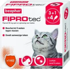 Beaphar Fiprotec Kat - Vlooienbestrijding - >1 Kg - 4 Pipetten -Kattenbenodigdheden Winkel 1200x1197