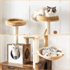 IN.HOMEXL All-In-One Kattenmeubel Alba - Krabpaal Met Kattenbak - Hangmat Mand Katten Huis - Kattentoiletmeubel - Bruin - 70x132x48cm -Kattenbenodigdheden Winkel 1200x1198 12