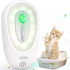 DVL Products Cornmi Kattengeurverwijderaar - Kattenbak Geurverdrijver - Met Ozon & Aromatherapie - Oplaadbaar En Infraroodsensor - Nachtlicht Optie - Duurzaam - Ledverlichting - Honden & Katten Geurverdrijver