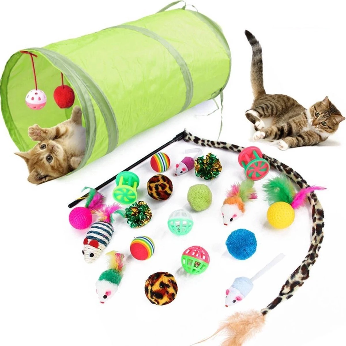 Micko - Kattenspeelgoed Set Van 21 Stuks - Katten Speelgoed - Kitten Speelgoed - Kattentunnel 1 Micko - Kattenspeelgoed Set Van 21 Stuks - Katten Speelgoed - Kitten Speelgoed - Kattentunnel