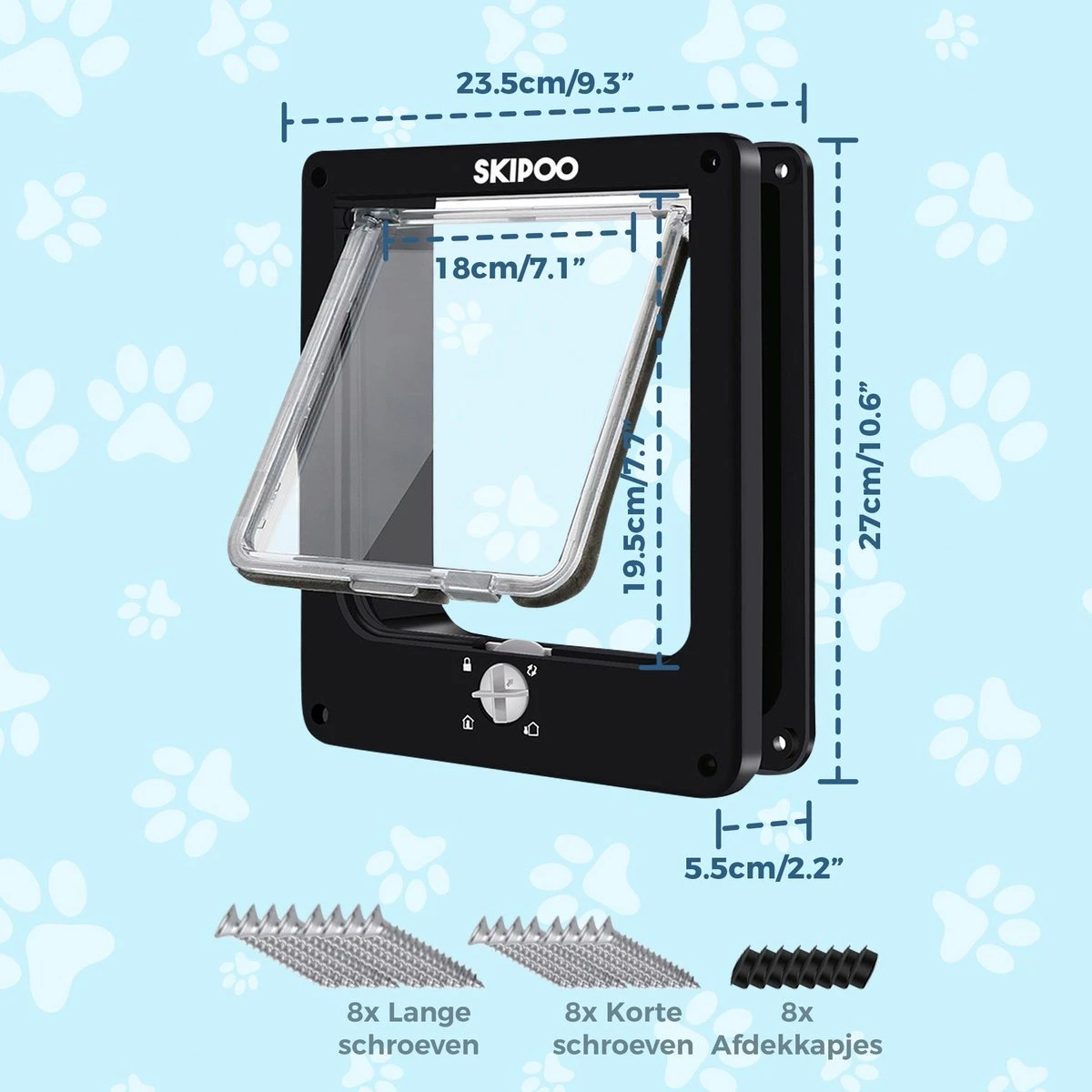 Skipoo Kattenluik Met Tunnel - Weerbestendig - Grote Kat - 4 Vergrendelingsstanden - Zwart 4 Skipoo Kattenluik Met Tunnel - Weerbestendig - Grote Kat - 4 Vergrendelingsstanden - Zwart - Afbeelding 4