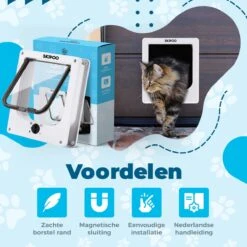 Skipoo Kattenluik Met Tunnel - Weerbestendig - Grote Kat - 4 Vergrendelingsstanden - Wit -Kattenbenodigdheden Winkel 1200x1200 1041