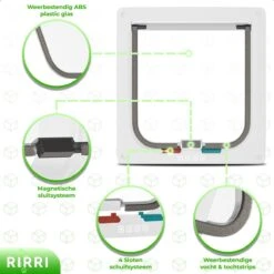 Rirri Kattenluik Met Tunnel - 4 Vergrendelingsstanden - Weerbestendig - Binnen En Buiten - Grote Kat - Maat L - Wit - 25,5 X 23.5 Cm -Kattenbenodigdheden Winkel 1200x1200 1078