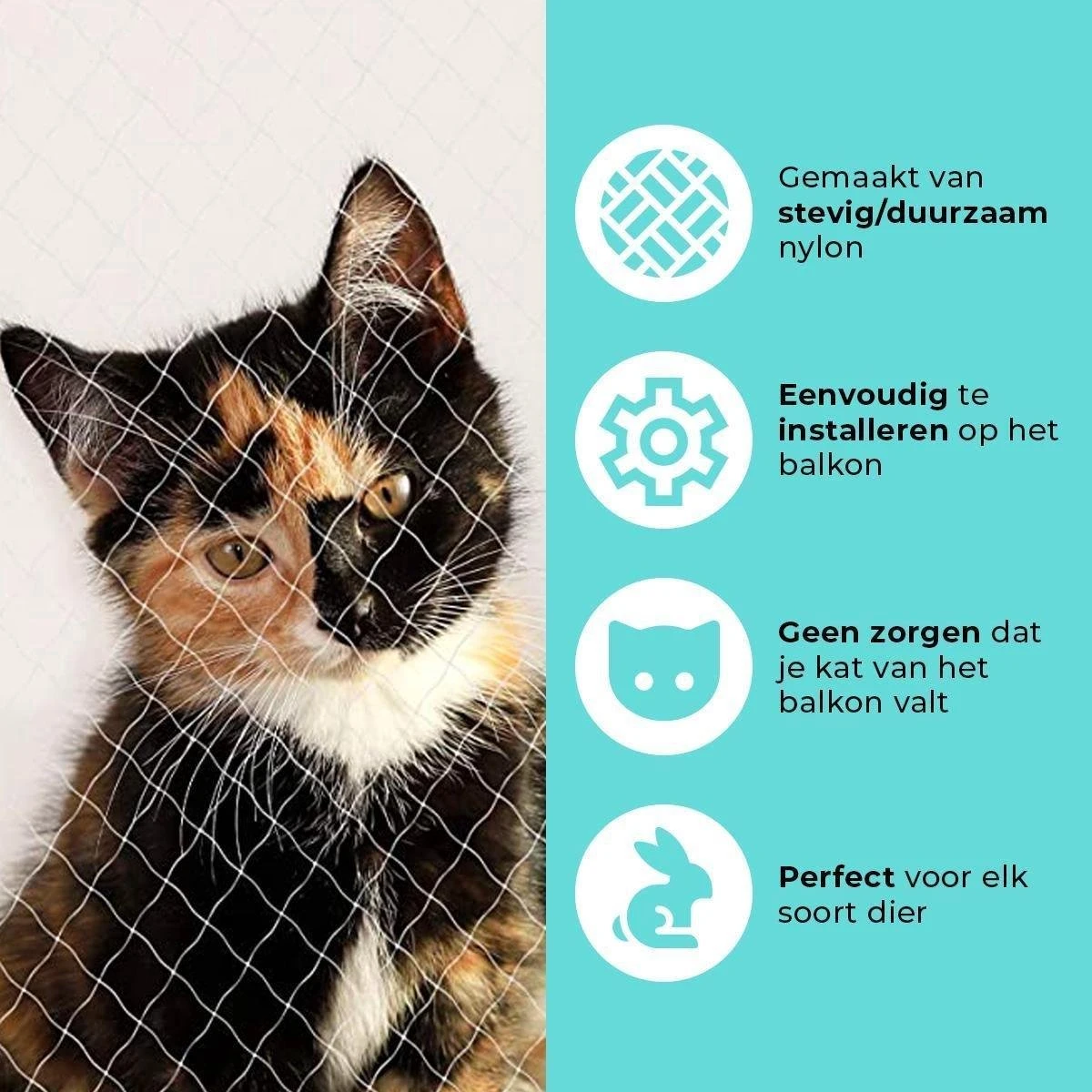 Kattennet Premium - 300 X 400 CM - Kattennet Voor Balkon - Transparant - Balkon Net - Makkelijk Te Monteren 4 Kattennet Premium - 300 X 400 CM - Kattennet Voor Balkon - Transparant - Balkon Net - Makkelijk Te Monteren - Afbeelding 4