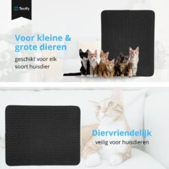 Tenify Kattenbakmat + Extra Kattenbak Schepje - 40 X 50 Cm - Waterdicht - Dubbele Laag - Honingraatstructuur - Uitloopmat - Mat -Kattenbenodigdheden Winkel 1200x1200 1114