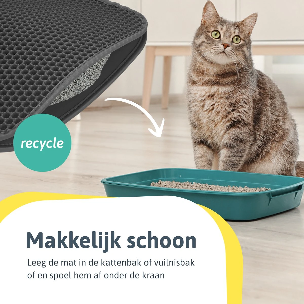 Kattenbakmat - 40 X 50 Cm - Grijs - Uitloopmat Kat - Kattenbakvulling - Opvang Ruimte - Grit Opvanger - Waterdicht - Eco-friendly 5 Kattenbakmat - 40 X 50 Cm - Grijs - Uitloopmat Kat - Kattenbakvulling - Opvang Ruimte - Grit Opvanger - Waterdicht - Eco-friendly - Afbeelding 5