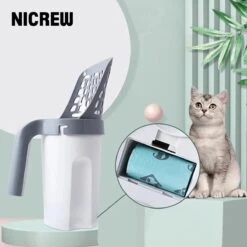 YELÉ LIVING – Kattenbakschep – Haarverwijderaar - Cat Litter Scoop – Kattenbakschep Met Container – Katten – Kattenbak – Grijs/wit – Kattenbak Schep – Grind – Kattengrind – Kattenbak Grind – Poep Zakjes – Afvalcontainer - All-in-1 Kattenbakschep -Kattenbenodigdheden Winkel 1200x1200 1138