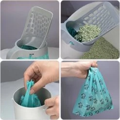 YELÉ LIVING – Kattenbakschep – Haarverwijderaar - Cat Litter Scoop – Kattenbakschep Met Container – Katten – Kattenbak – Grijs/wit – Kattenbak Schep – Grind – Kattengrind – Kattenbak Grind – Poep Zakjes – Afvalcontainer - All-in-1 Kattenbakschep -Kattenbenodigdheden Winkel 1200x1200 1140
