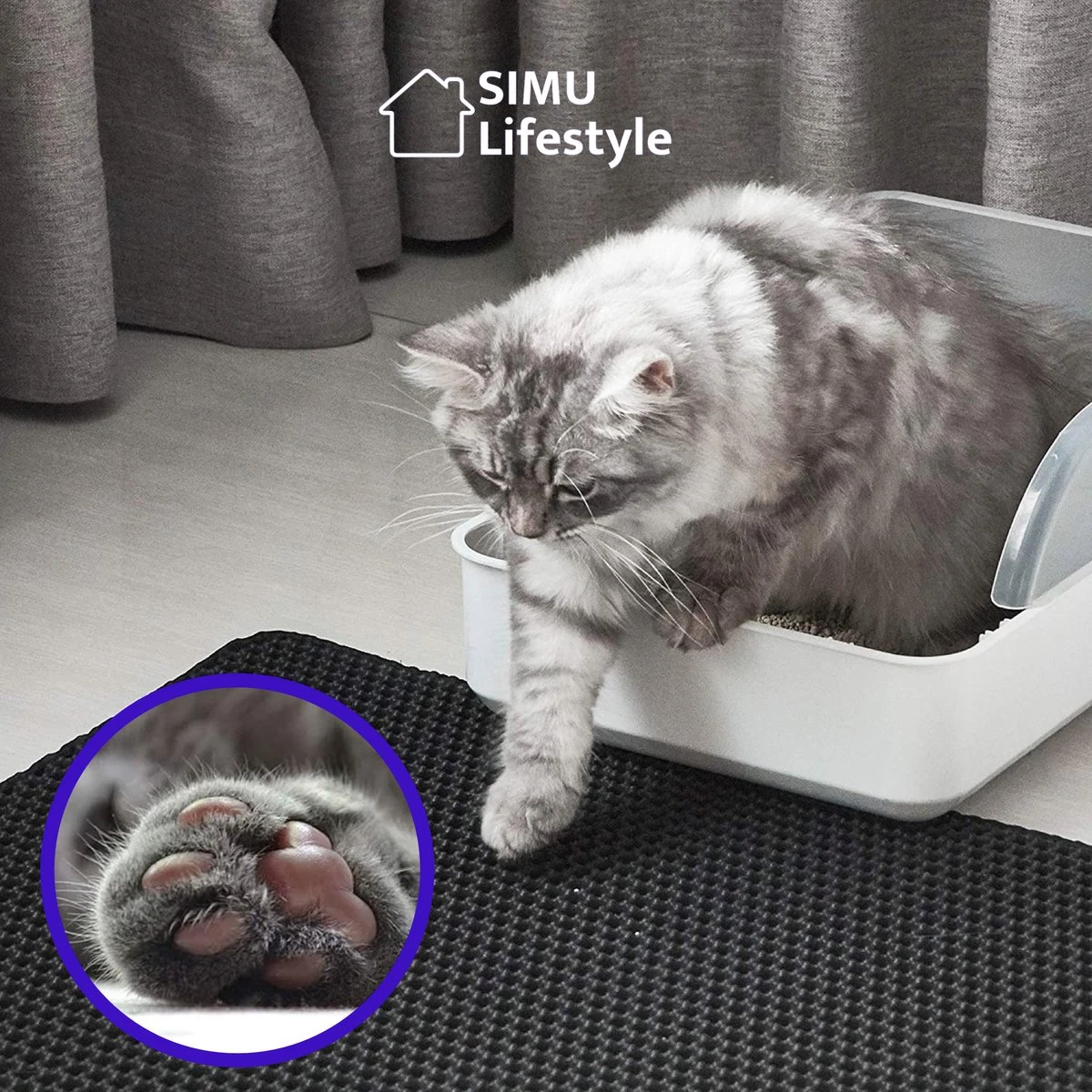 SIMU Lifestyle - Kattenbakmat - Grit Opvanger - Dubbele Laag - Waterdicht - Zwart - 50x40 Cm 8 SIMU Lifestyle - Kattenbakmat - Grit Opvanger - Dubbele Laag - Waterdicht - Zwart - 50x40 Cm - Afbeelding 8