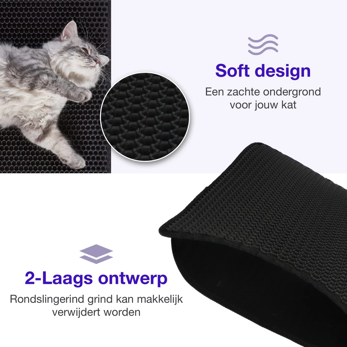 SIMU Lifestyle - Kattenbakmat - Grit Opvanger - Dubbele Laag - Waterdicht - Zwart - 50x40 Cm 9 SIMU Lifestyle - Kattenbakmat - Grit Opvanger - Dubbele Laag - Waterdicht - Zwart - 50x40 Cm - Afbeelding 9