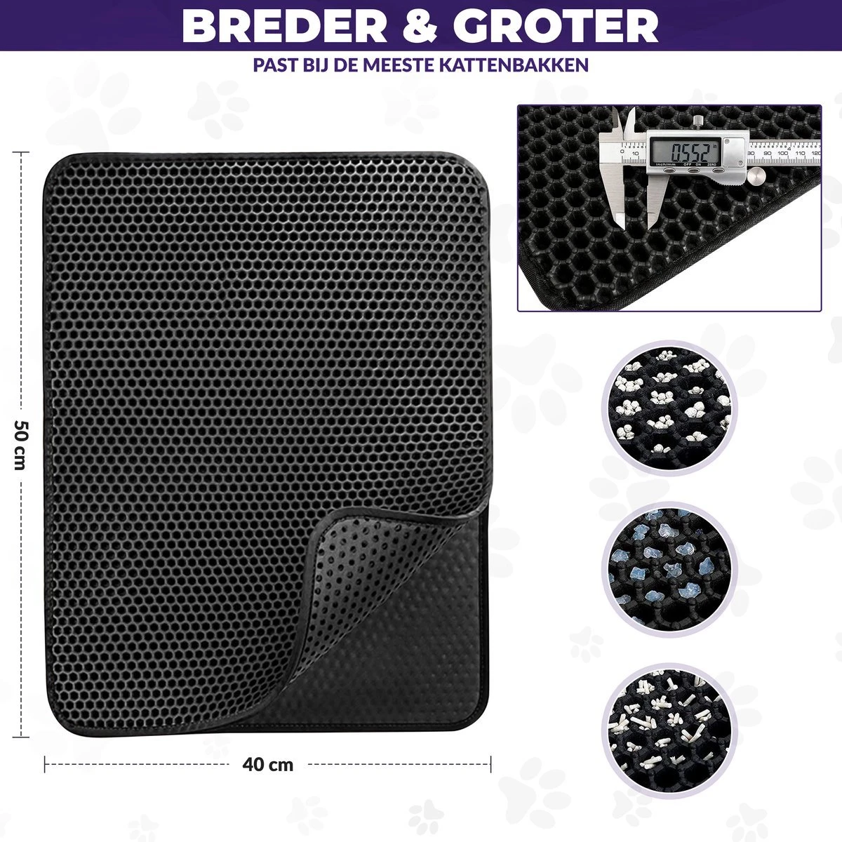 Kattenbakmat - Schoonloopmat - Katten Grit Opvanger - Kattenbakvulling - Waterdicht - Dubbele Laag - Honingraat - 40 X 50 Cm - Zwart 5 Kattenbakmat - Schoonloopmat - Katten Grit Opvanger - Kattenbakvulling - Waterdicht - Dubbele Laag - Honingraat - 40 X 50 Cm - Zwart - Afbeelding 5