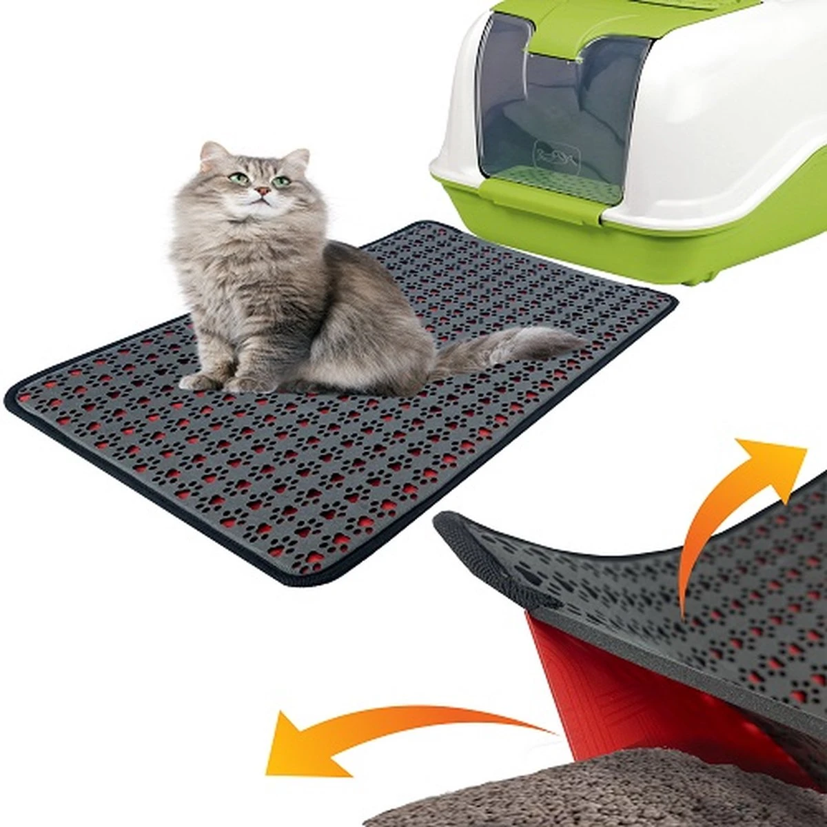 SiRaC - Kattenbakmat - Dubbele Laag Matten- Rood 3 SiRaC - Kattenbakmat - Dubbele Laag Matten- Rood - Afbeelding 3