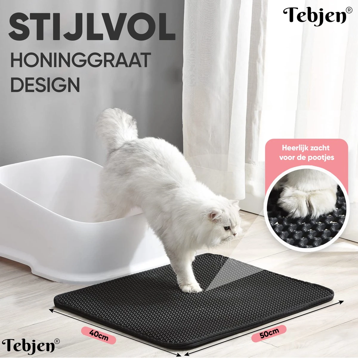 TEBJEN Kattenbakmat – Kattenbak Mat Grit Opvanger - Schoonloop Katten Mat – Dubbele Waterdichte Laag – Uitloopmat Kattenbak – Kattenbak Accessoires - Met Speelgoedmuisje En Schepje - 40x50cm 5 TEBJEN Kattenbakmat – Kattenbak Mat Grit Opvanger - Schoonloop Katten Mat – Dubbele Waterdichte Laag – Uitloopmat Kattenbak – Kattenbak Accessoires - Met Speelgoedmuisje En Schepje - 40x50cm - Afbeelding 5