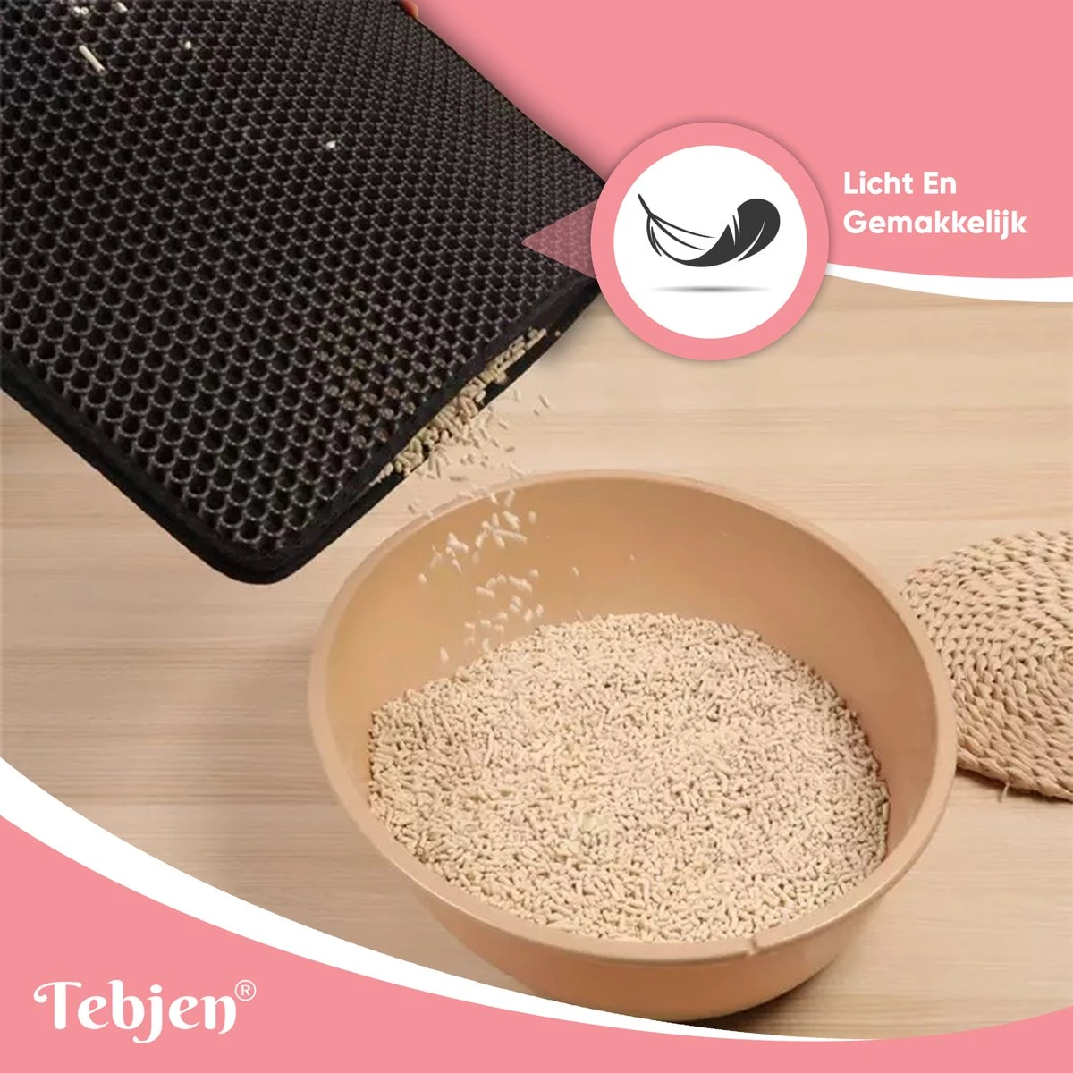TEBJEN Kattenbakmat – Kattenbak Mat Grit Opvanger - Schoonloop Katten Mat – Dubbele Waterdichte Laag – Uitloopmat Kattenbak – Kattenbak Accessoires - Met Speelgoedmuisje En Schepje - 40x50cm 7 TEBJEN Kattenbakmat – Kattenbak Mat Grit Opvanger - Schoonloop Katten Mat – Dubbele Waterdichte Laag – Uitloopmat Kattenbak – Kattenbak Accessoires - Met Speelgoedmuisje En Schepje - 40x50cm - Afbeelding 7