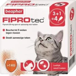 Beaphar Fiprotec Kat - Vlooienbestrijding - >1 Kg - 4 Pipetten -Kattenbenodigdheden Winkel 1200x1200 12