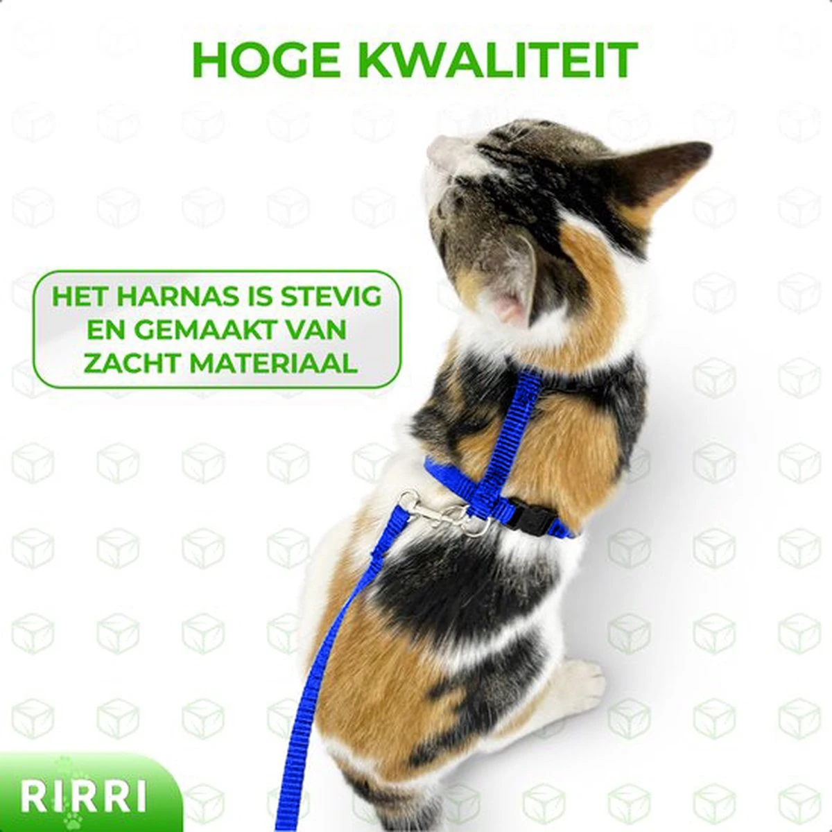 Rirri Kattenharnas Met Looplijn - Kattentuigje Met Looplijn Hoogwaardige Kwaliteit - Blauw 3 Rirri Kattenharnas Met Looplijn - Kattentuigje Met Looplijn Hoogwaardige Kwaliteit - Blauw - Afbeelding 3