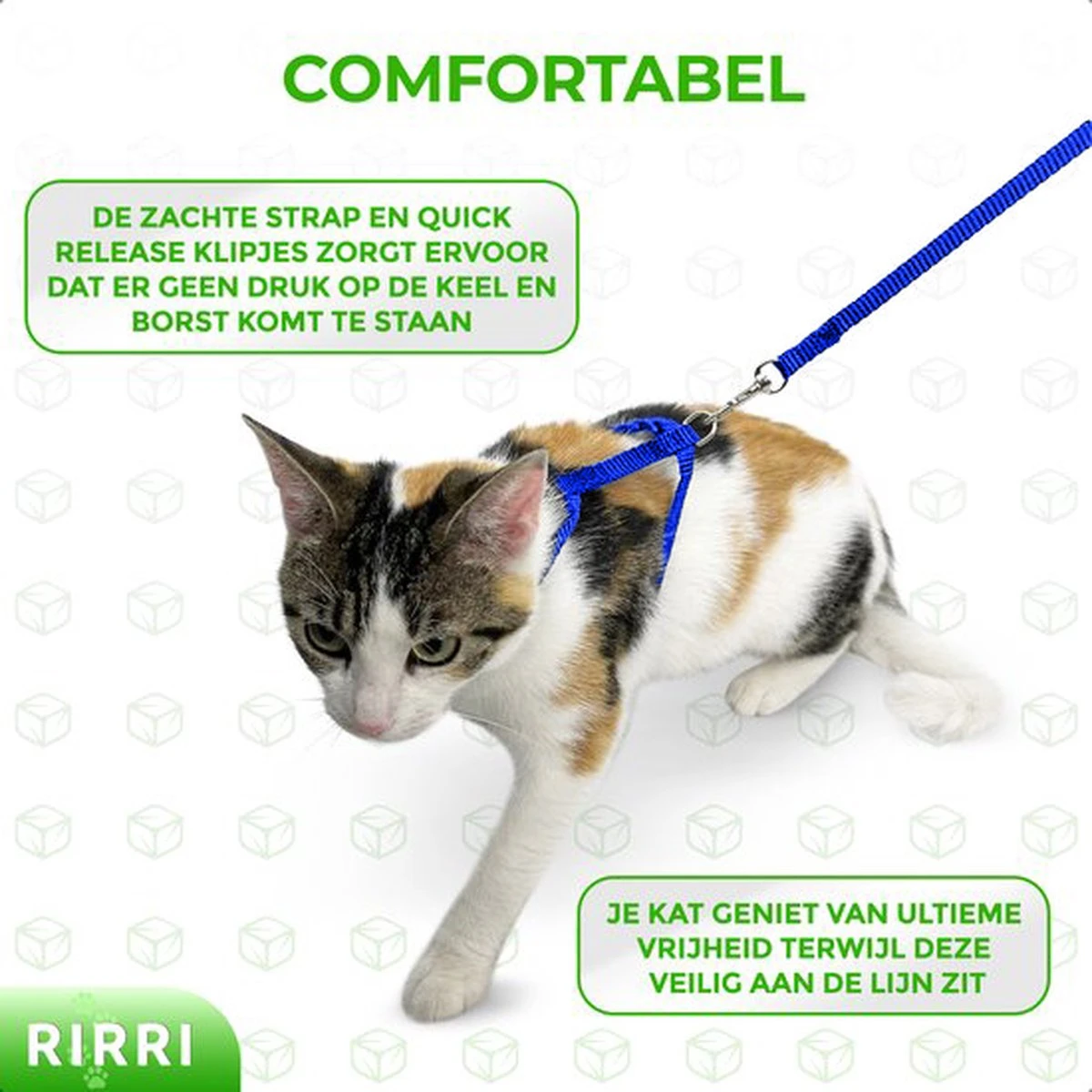 Rirri Kattenharnas Met Looplijn - Kattentuigje Met Looplijn Hoogwaardige Kwaliteit - Blauw 6 Rirri Kattenharnas Met Looplijn - Kattentuigje Met Looplijn Hoogwaardige Kwaliteit - Blauw - Afbeelding 6