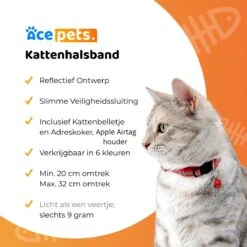 ACE Pets Reflecterende Kattenhalsband Met Veiligheidssluiting – Halsband Kat & Kitten - Met Adreskoker - Kittenhalsband & Kattenbandje Met Belletje - Geschikt Voor Apple Airtag - Zwart -Kattenbenodigdheden Winkel 1200x1200 1253