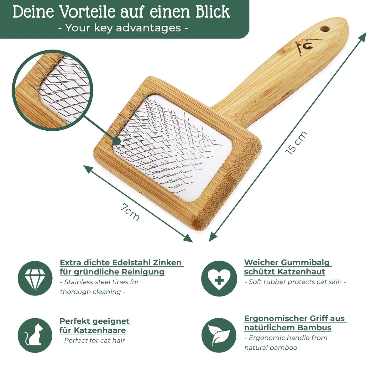 Pfotenolymp® Zachte Borstel Voor Katten - Kattenborstel / Kattenkam Van Bamboe - Bontborstel / Vachtborstel / Kattenhaarborstel - Bontkam Voor Vachtverzorging 2 Pfotenolymp® Zachte Borstel Voor Katten - Kattenborstel / Kattenkam Van Bamboe - Bontborstel / Vachtborstel / Kattenhaarborstel - Bontkam Voor Vachtverzorging - Afbeelding 2