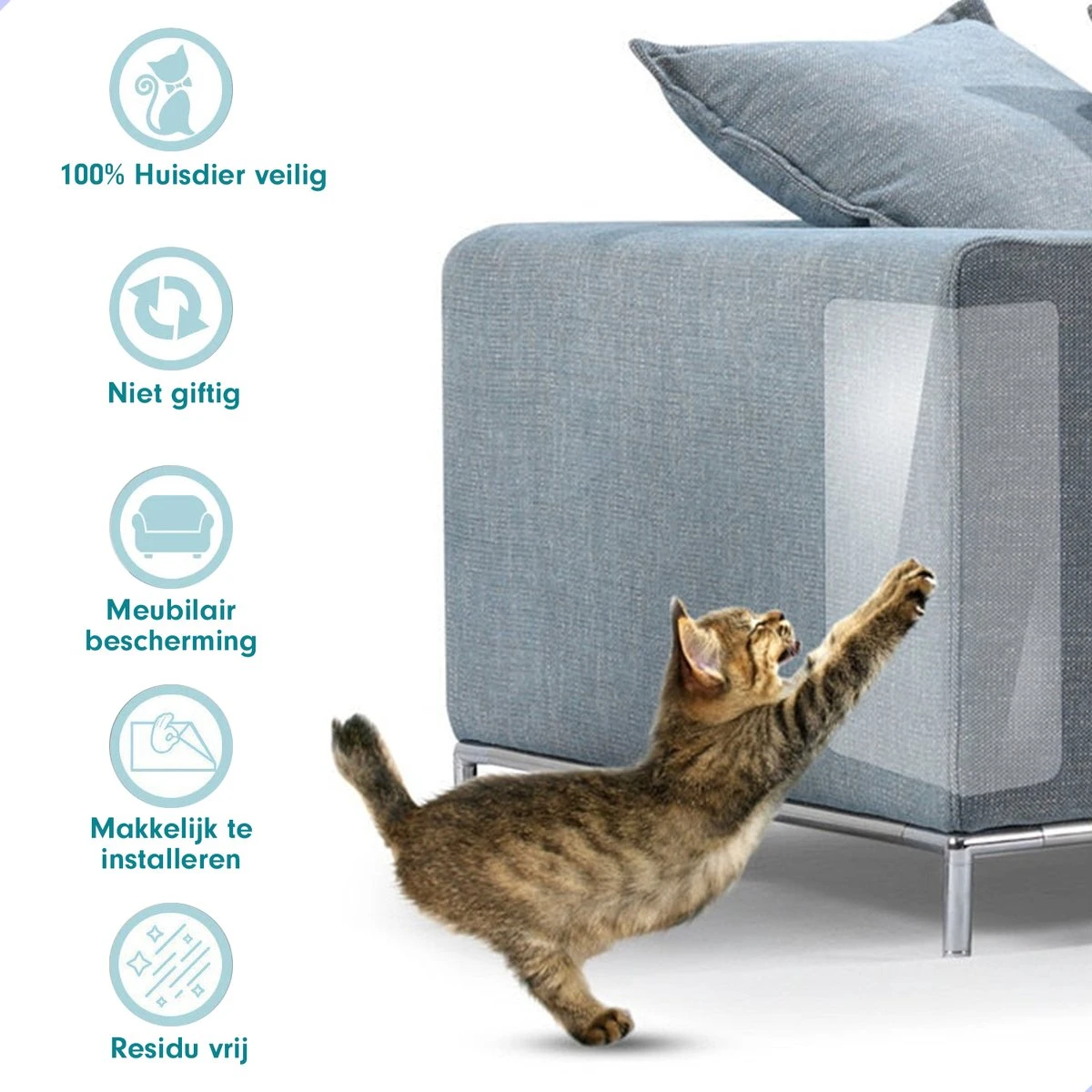 Westhome - Anti Krab Vellen Voor Kat En Hond - Meubelbescherming - Bankbescherming - 10 Stuks - 30 X 45 Cm 8 Westhome - Anti Krab Vellen Voor Kat En Hond - Meubelbescherming - Bankbescherming - 10 Stuks - 30 X 45 Cm - Afbeelding 8