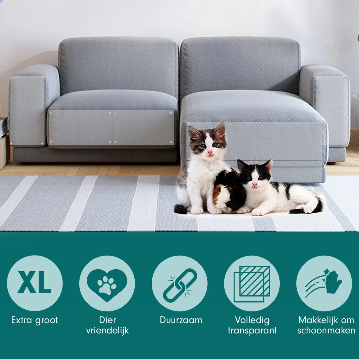 Westhome - Anti Krab Vellen Voor Kat En Hond - Meubelbescherming - Bankbescherming - 10 Stuks - 30 X 45 Cm 12 Westhome - Anti Krab Vellen Voor Kat En Hond - Meubelbescherming - Bankbescherming - 10 Stuks - 30 X 45 Cm - Afbeelding 12