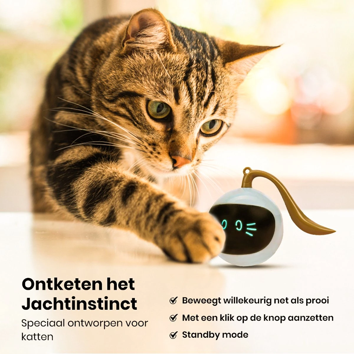 Otiume Slimme Katten Speeltje - Interactieve Zelf Rollende Bal Voor Katten - Kattenspeeltjes -Speelgoed Voor Dieren - USB Oplaadbaar 4 Otiume Slimme Katten Speeltje - Interactieve Zelf Rollende Bal Voor Katten - Kattenspeeltjes -Speelgoed Voor Dieren - USB Oplaadbaar - Afbeelding 4