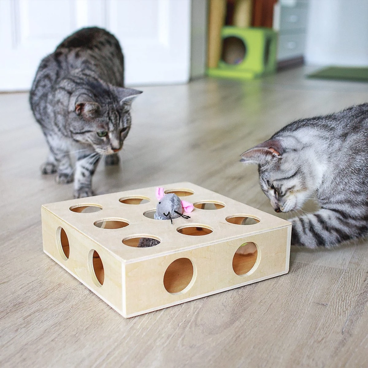 Pfotenolymp® Interactief Kattenspeelgoed / Speeldoos Met Speelballen & Speelmuis - Houten Speelgoed Voor Katten - Mollenspel / Vangspel / Jachtspel 4 Pfotenolymp® Interactief Kattenspeelgoed / Speeldoos Met Speelballen & Speelmuis - Houten Speelgoed Voor Katten - Mollenspel / Vangspel / Jachtspel - Afbeelding 4