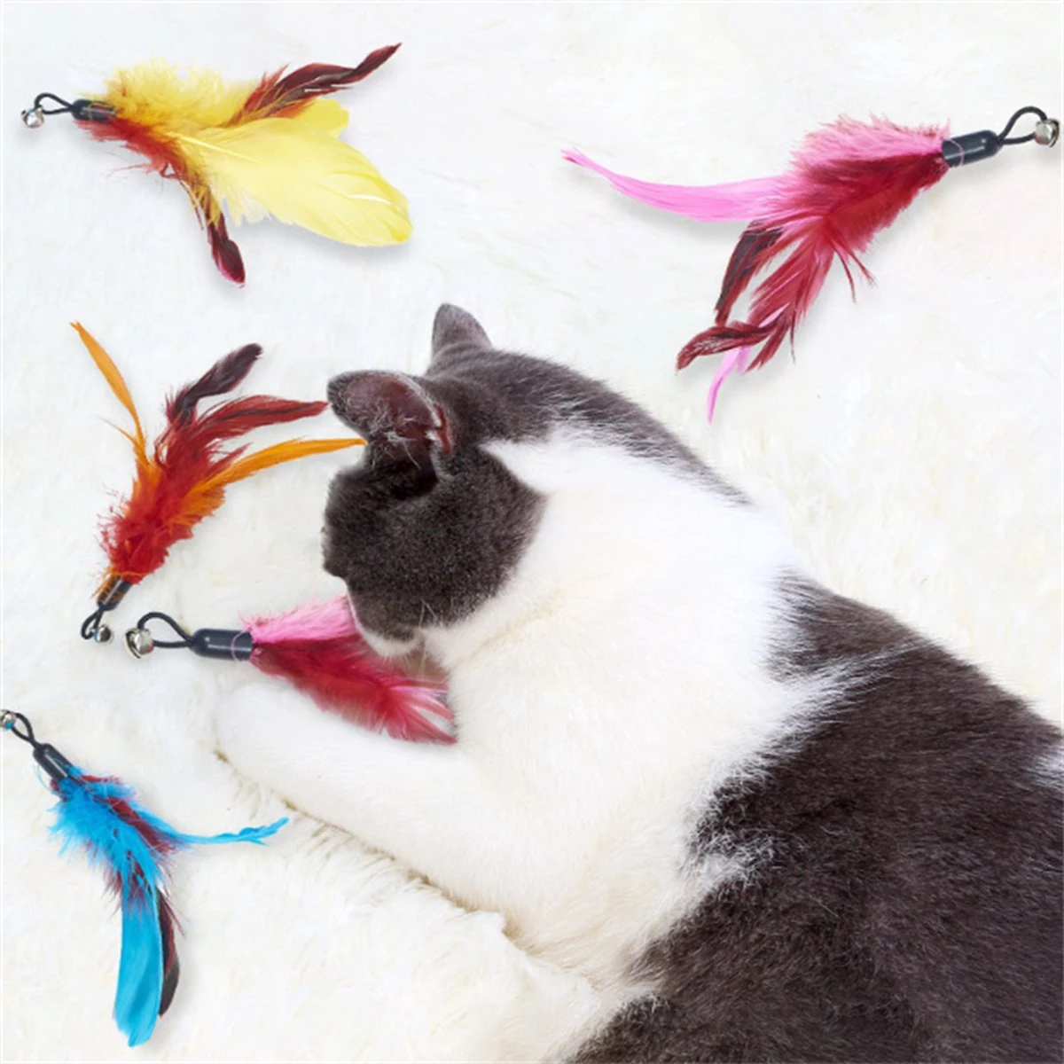 Merkloos Kattenhengel Met 10 Opzetstukjes - Kat Speelhengel Met Veren - Speelgoed Hengel Voor Katten – Kittenspeeltjes Met Veer – Kattenspeelgoed – Katten Speeltjes 6 Merkloos Kattenhengel Met 10 Opzetstukjes - Kat Speelhengel Met Veren - Speelgoed Hengel Voor Katten – Kittenspeeltjes Met Veer – Kattenspeelgoed – Katten Speeltjes - Afbeelding 6