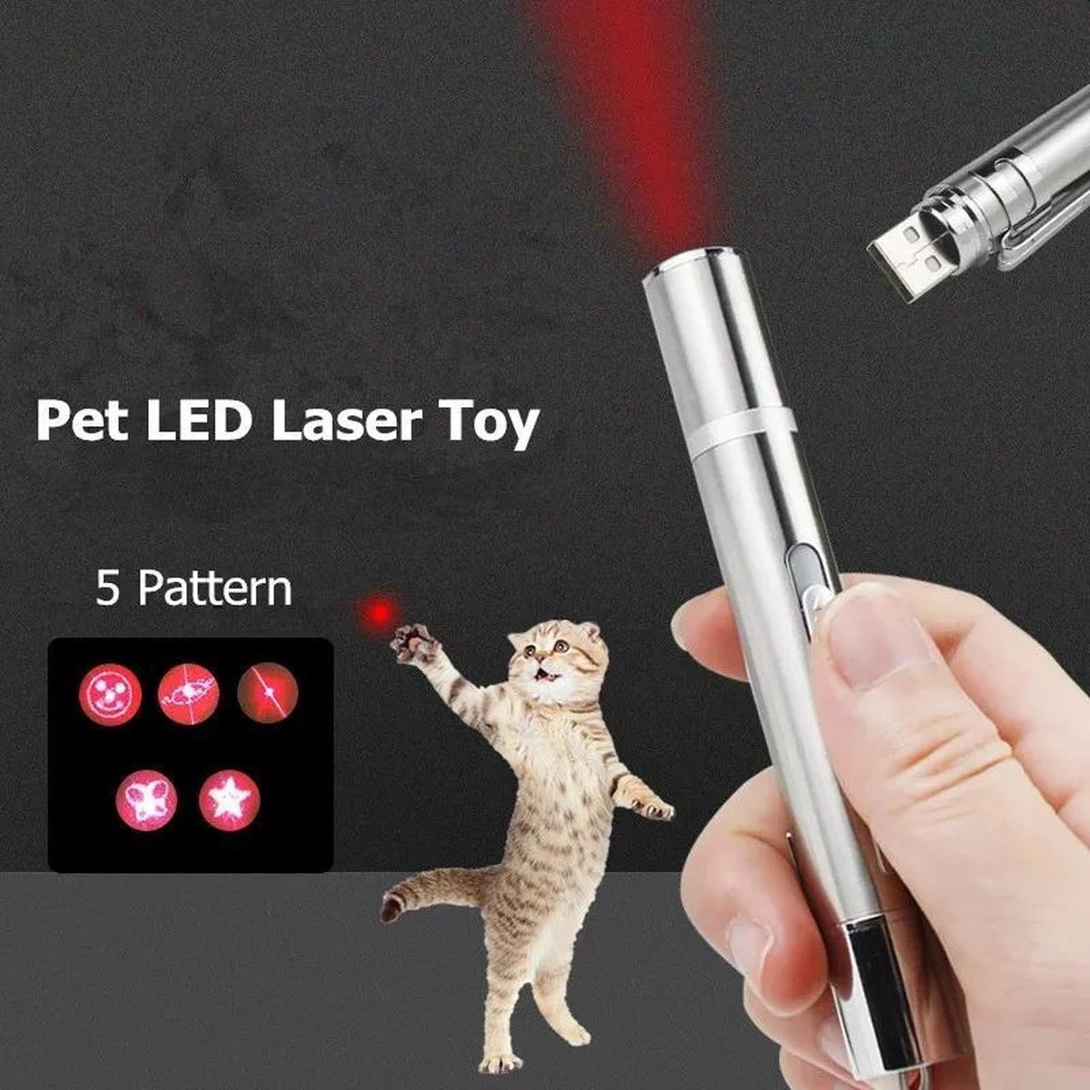 Laserpen - Oplaadbaar Met USB - Rode Laser - RVS Zilver - UV - Zaklamp - LED - Kat - Katten Speeltjes - Kattenspeelgoed - 7 Verschillende Standen 5 Laserpen - Oplaadbaar Met USB - Rode Laser - RVS Zilver - UV - Zaklamp - LED - Kat - Katten Speeltjes - Kattenspeelgoed - 7 Verschillende Standen - Afbeelding 5