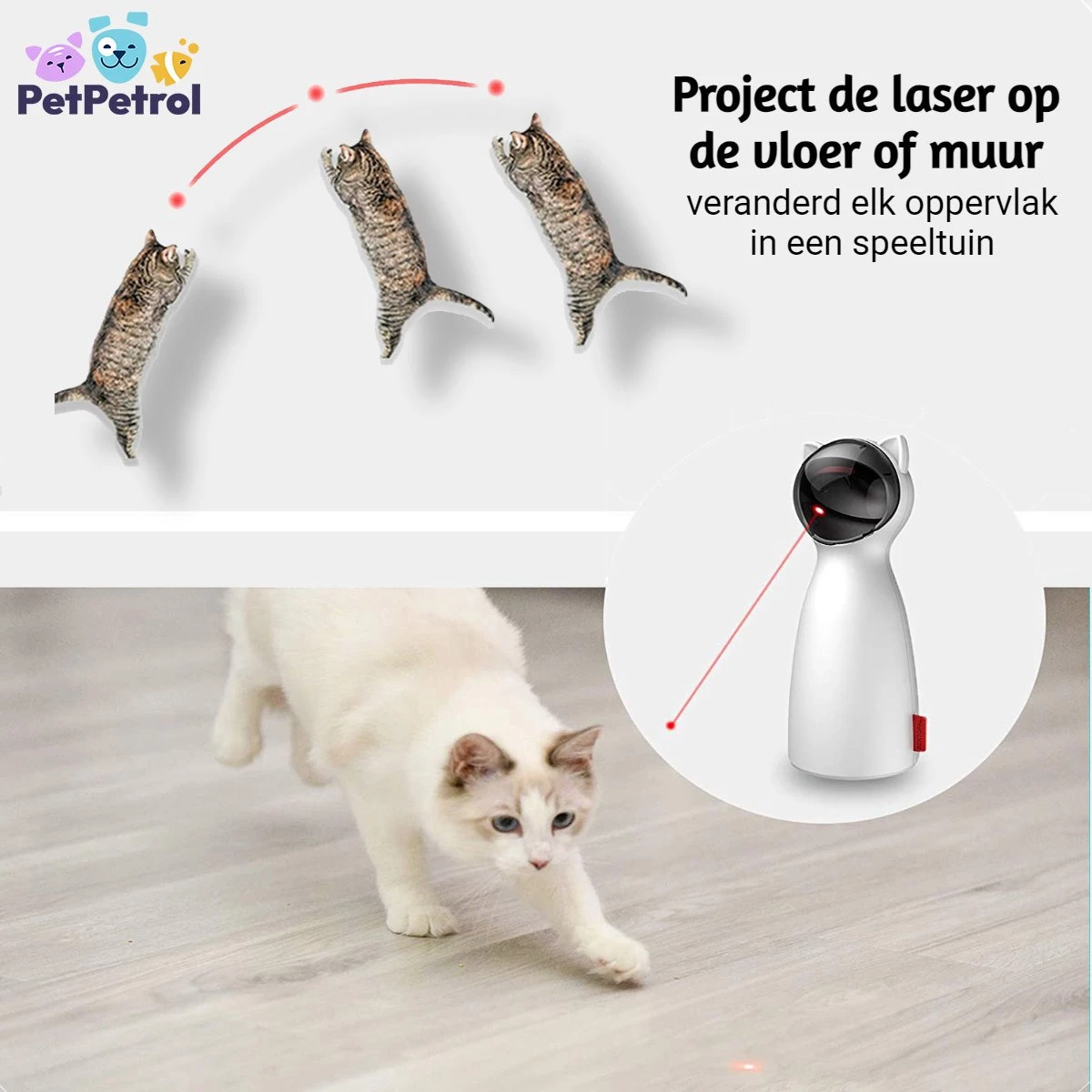 PetPetrol Automatisch Kattenspeeltje – Laser – Kattenlaser - Intelligent Interactief Voor Katten – Laser Kat – 9 Verschillende Standen – Incl. Oplaadkabel – Geruisloze Motor 5 PetPetrol Automatisch Kattenspeeltje – Laser – Kattenlaser - Intelligent Interactief Voor Katten – Laser Kat – 9 Verschillende Standen – Incl. Oplaadkabel – Geruisloze Motor - Afbeelding 5