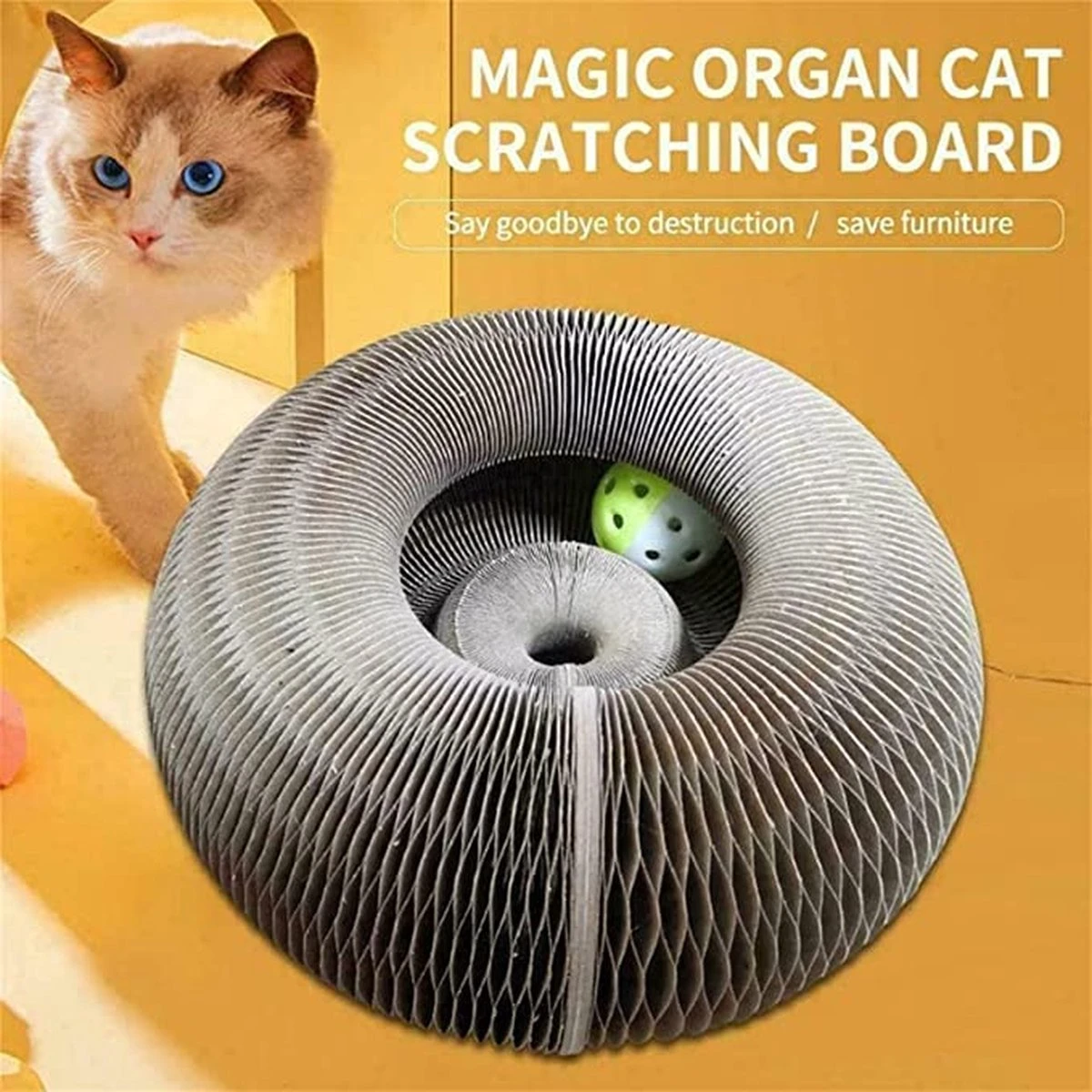 Magic Organ Cat Scratching Board Speelgoed |Magic Krab Karton Krabmat Voor Katten Design Krabkarton Voor Katten 2in 1 Met Speelgoed Balletje- Kattenspeeltjes - Alternatief Voor De Katten Krabpaal - Kattenspeelgoed -TikTok - TikTok Made Me Buy It 5 Magic Organ Cat Scratching Board Speelgoed |Magic Krab Karton Krabmat Voor Katten Design Krabkarton Voor Katten 2in 1 Met Speelgoed Balletje- Kattenspeeltjes - Alternatief Voor De Katten Krabpaal - Kattenspeelgoed -TikTok - TikTok Made Me Buy It - Afbeelding 5