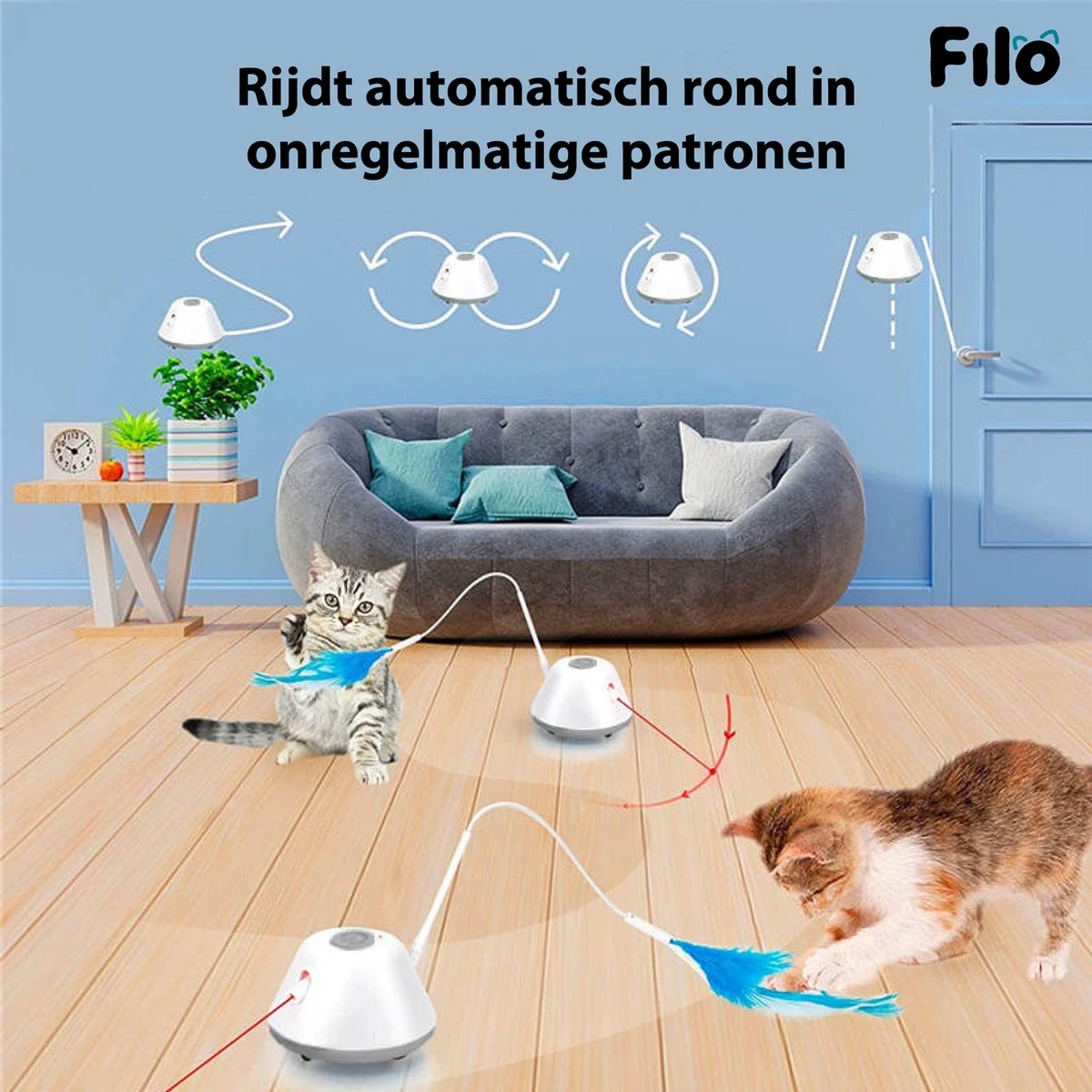 Filo Elektrisch Rijdend Kattenspeelgoed Met Laser - Rijdend Kattenspeeltje - Automatisch Interactief Speelgoed Katten - Kattencadeaus - Elektronisch Speelgoed Kittens - Kat - Kitten - Laserspeelgoed - Kado 4 Filo Elektrisch Rijdend Kattenspeelgoed Met Laser - Rijdend Kattenspeeltje - Automatisch Interactief Speelgoed Katten - Kattencadeaus - Elektronisch Speelgoed Kittens - Kat - Kitten - Laserspeelgoed - Kado - Afbeelding 4