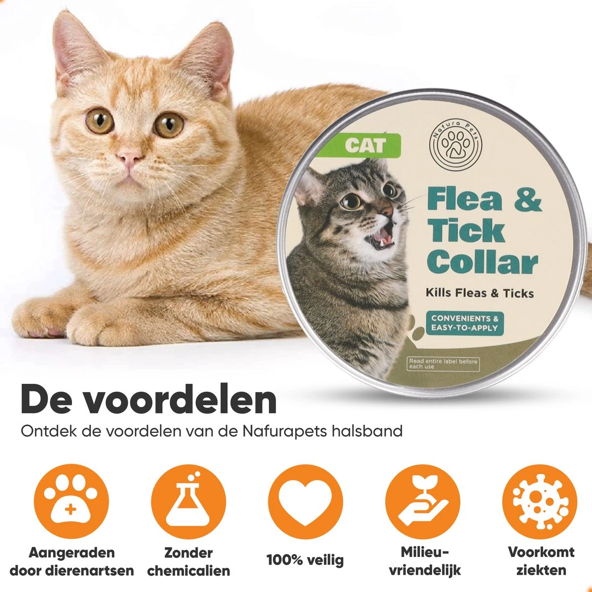 Nafurapets Vlooienband Voor Kat – Anti Vlooien – Teken Band – 100% Natuurlijk – 8 Maanden Bescherming – Grote & Kleine Kat 6 Nafurapets Vlooienband Voor Kat – Anti Vlooien – Teken Band – 100% Natuurlijk – 8 Maanden Bescherming – Grote & Kleine Kat - Afbeelding 6