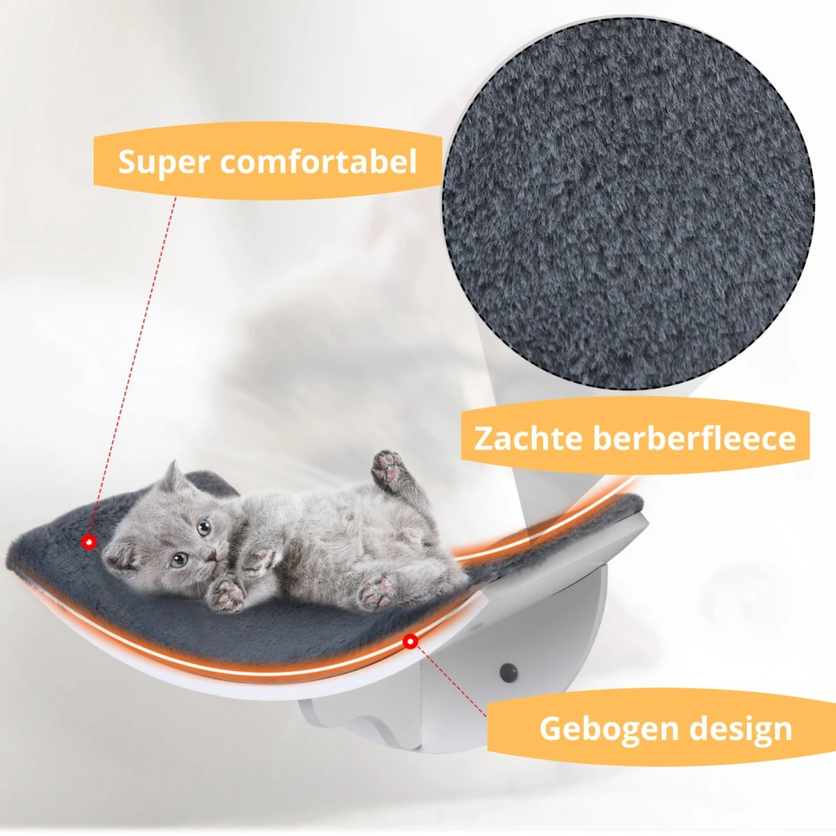 Merkloos Paws And Claws - Cat Shelf – Hangmat Kat – Kattenplank - Kattenbed - Wasbaar – Wandmontage – MDF - Wit 5 Merkloos Paws And Claws - Cat Shelf – Hangmat Kat – Kattenplank - Kattenbed - Wasbaar – Wandmontage – MDF - Wit - Afbeelding 5