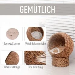 PawHut Kattenmand Rotan Kattennest Kattenbed Met Kussen Huisdierbed Bruin D30-104 14 PawHut Kattenmand Rotan Kattennest Kattenbed Met Kussen Huisdierbed Bruin D30-104 -Kattenbenodigdheden Winkel 1200x1200 426