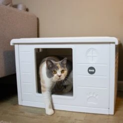 RHRQuality Kattenhuis Voor Binnen En Buiten Kattenhok Villa De Luxe Wit 60cm -Kattenbenodigdheden Winkel 1200x1200 444