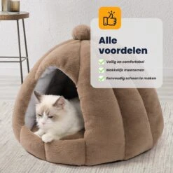 MIRO Katten Huis - Kattenhuizen - Kattenhok - Kattenmand - Dierenhuis - Extra Zacht - Bruin -Kattenbenodigdheden Winkel 1200x1200 505