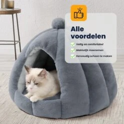 MIRO Katten Huis - Kattenhuizen - Kattenhok - Kattenmand - Dierenhuis - Extra Zacht - Grijs -Kattenbenodigdheden Winkel 1200x1200 542